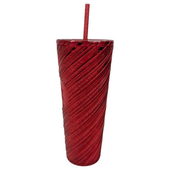 NEW Starbucks Christmas 2024 Red Swirl Venti 24oz Tumbler Cold Cup Holiday - Picture 4 of 9